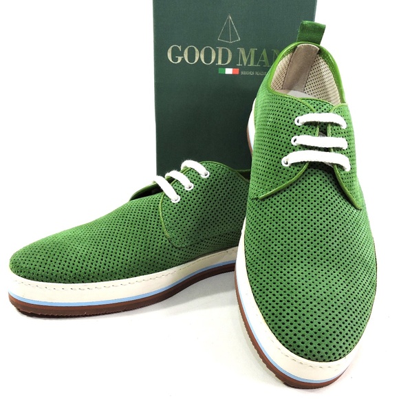 GOODMAN ?? MEN\'S SOFT GREEN SUEDE COMFORT SUMMER OXFORD SHOES